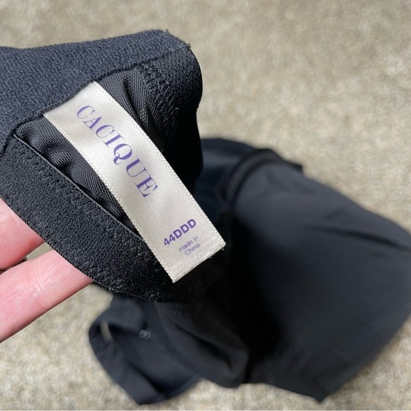 Cacique 44DDD Bra Black Lightly Padded Underwire Back Closure Sheer Back - Picture 4 of 4